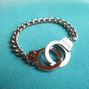 HANDCUFFS BRACELET w/CHAIN - STAINLESS STEEL